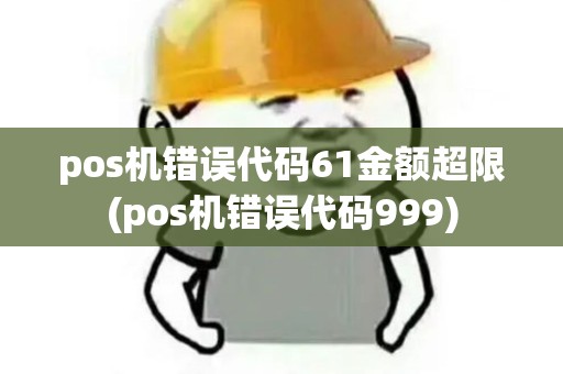 pos机错误代码61金额超限(pos机错误代码999)
