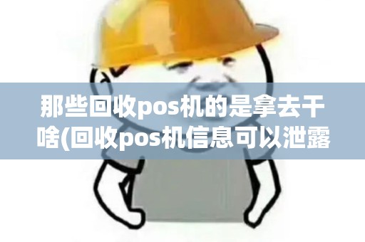 那些回收pos机的是拿去干啥(回收pos机信息可以泄露吗)